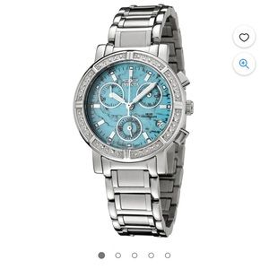 Invicta 0281 Women's Swiss Angel Chronograph Turquoise Stone Dial Diamond Watch